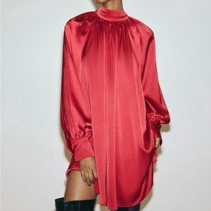 H&M Red Satin Mini Dress